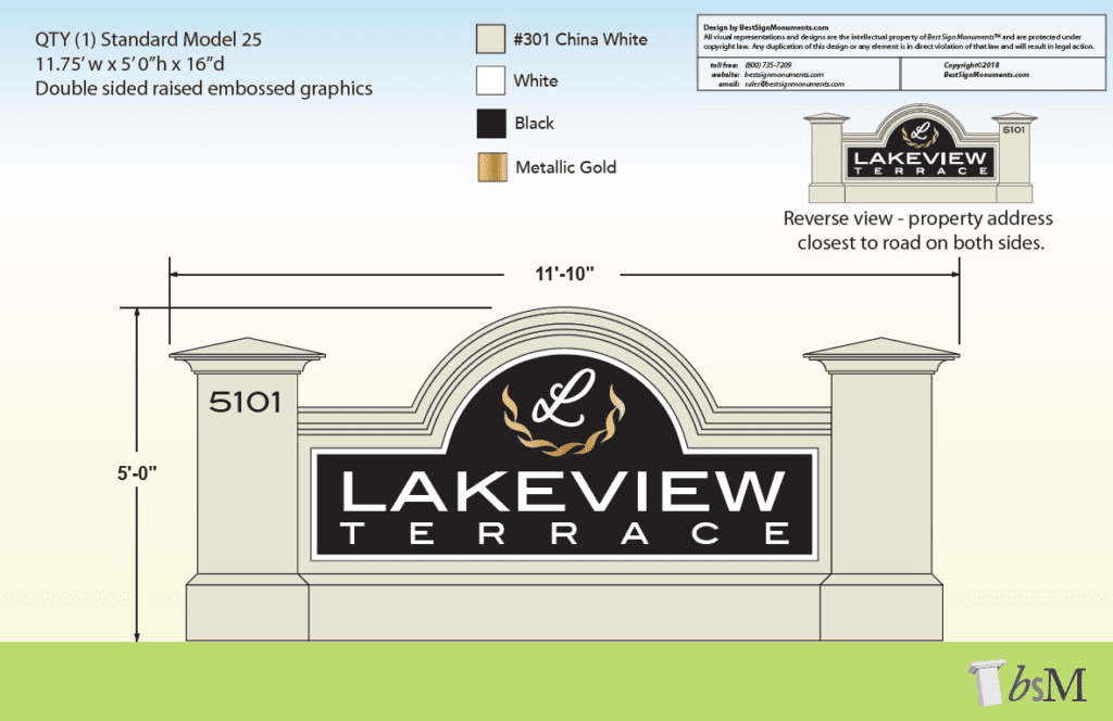 Community Entrance Sign Monument Lakeview Terrace BestSignMonuments