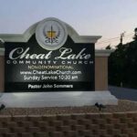 Cheat Lake Community Church Ground Lighting - Night View