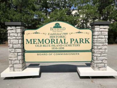 City of Blue Island Memorial Park Sign Monument in IL