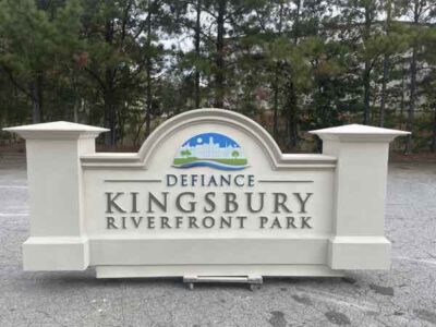 City of Defiance Kingsbury Park Sign Monument in OH