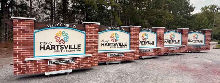 City of Hartsville SC: 5 Entrance Sign Monuments