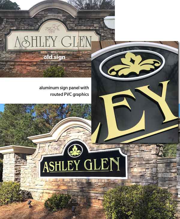 Failed Wood Sign Replaced By Aluminum And Routed PVC Graphics