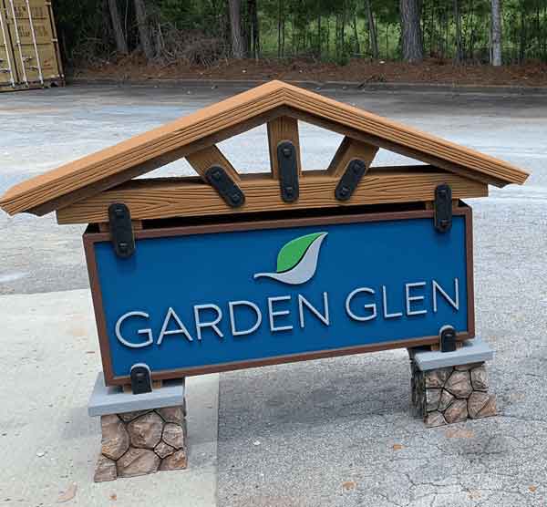 Garden Glen Fauc Wood Beam Entrance Community Sign Monument