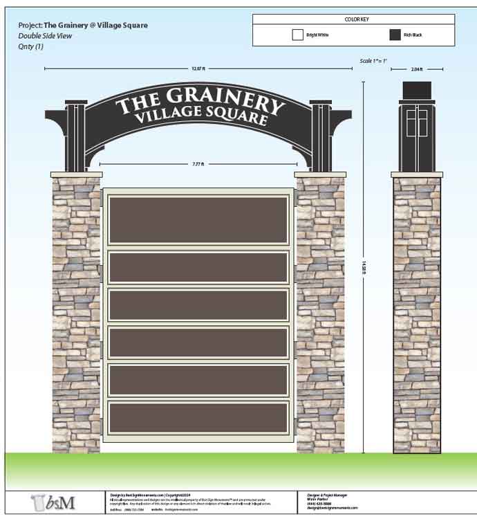 Grainery Village Square - Entrance Arch Tenant Panels