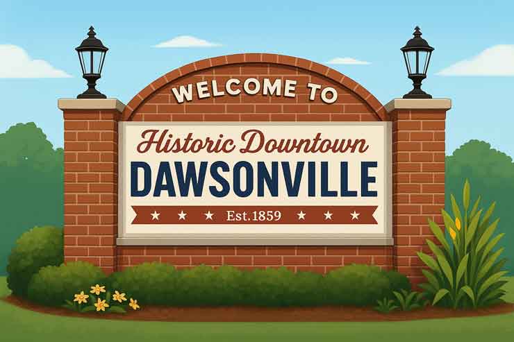Historic Dawsonville Township AI Generated Sign Monument