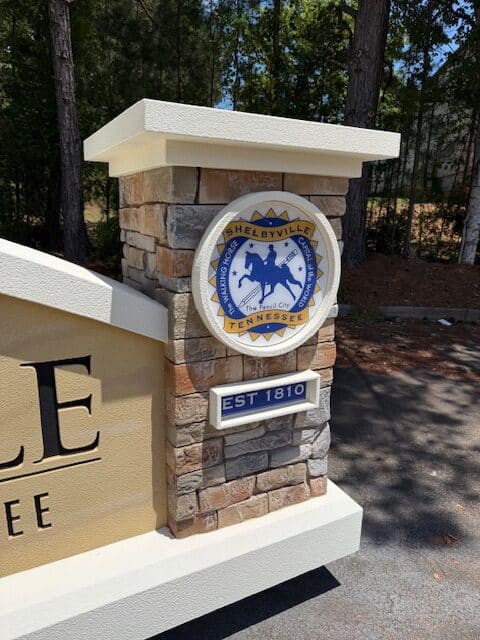 Municipal Entryway Signs - Shelbyville, TN City Shield
