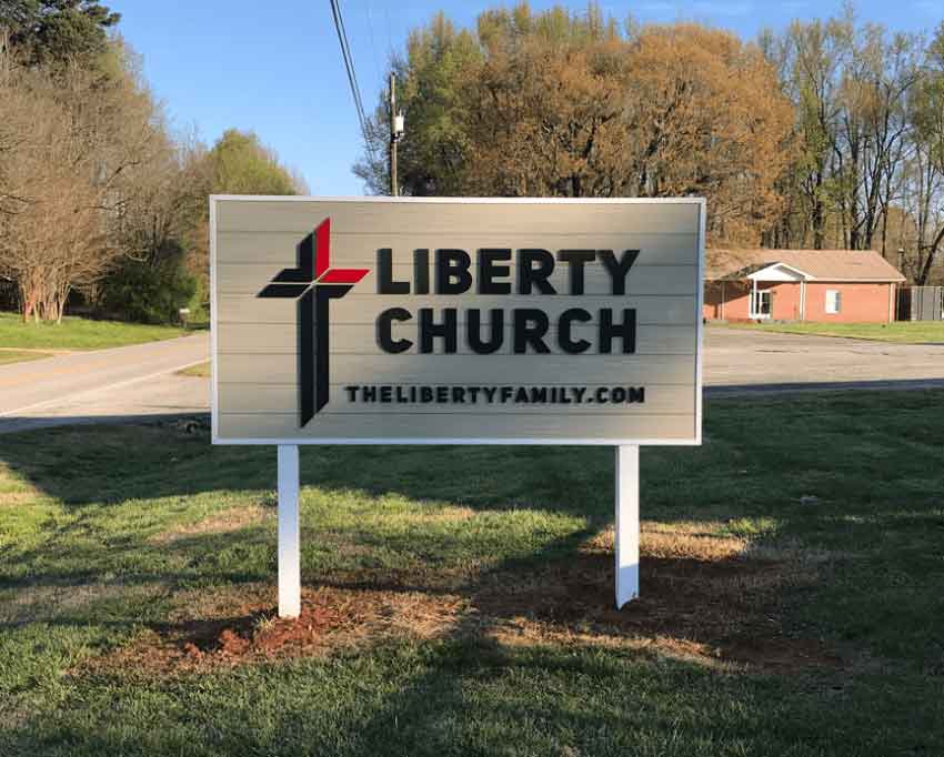 Liberty Church Post and Panel Sign