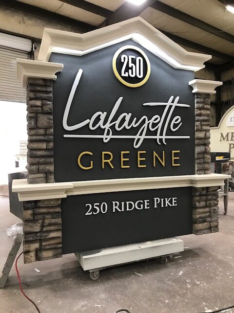 Outdoor Lighted Sign Monument Downward Glow