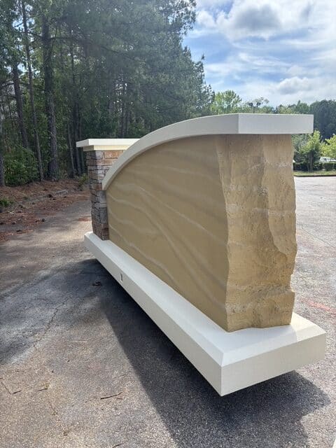 Faux Limestone Slab Sign Monument With Breakaway System (Concealed)