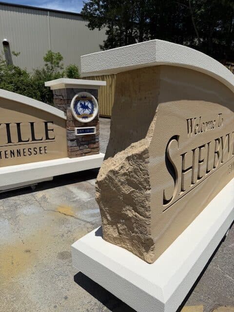 Shelbyville, TN Faux Sandstone Slab Design Monument Sign