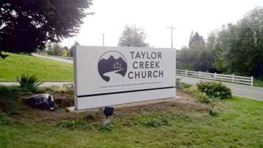 Taylor Creek Church Sign Monument in WA