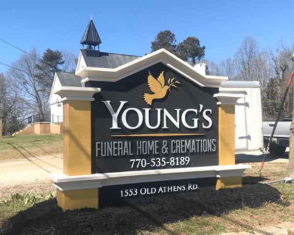 Young's Funeral Home Sign Monument