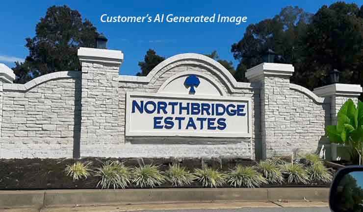 Customer's AI generated sign monument image