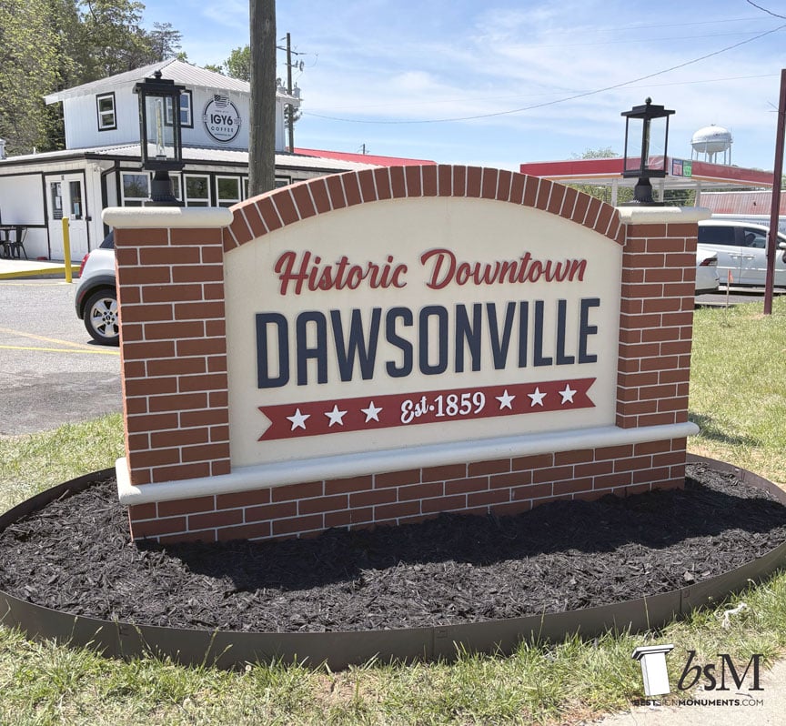 Our real life sign monument for Historic Dawsonville that the City supplied an AI generated sign design