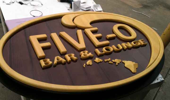 Hand Carved Bar & Lounge Sign - Faux Wood in HDU Foam