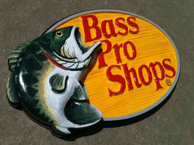 Hand Carved Sign With 3-D Hand Painted Fish In Commercial Sign Enamels