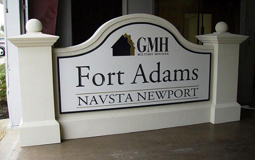 Modified Model #03 Apartment entrance sign with v-groove routed sign panel