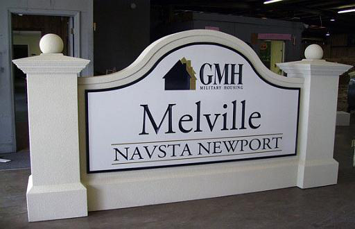 Modified Model #03 Military housing entrance sign with v-groove routed sign panel