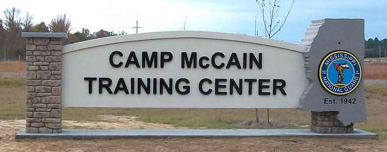 Camp McCain Mississippi National Guard Sign Monument