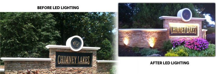 Sign Monument after Integrated LED  Lighting Kit