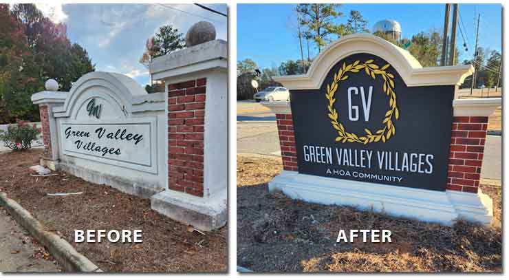 HOA Entrance Sign Revamped - Before & After