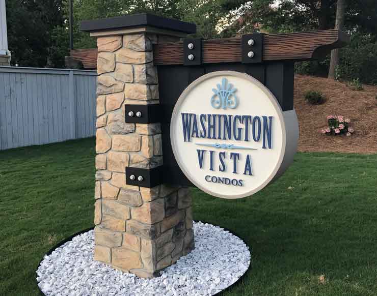 Faux Stone Sign Column for Condos in Historic District