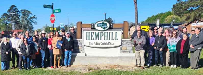 City Council Newspaper Picture of Hemphill City Entrance Sign Installed.