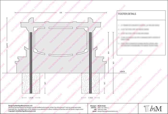 A Typical Example Of A Sign Monument Footer Diagram