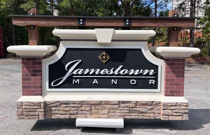 Faux Stone, Brick and Wood HOA Neighorbood Entrance Sign Monument Package