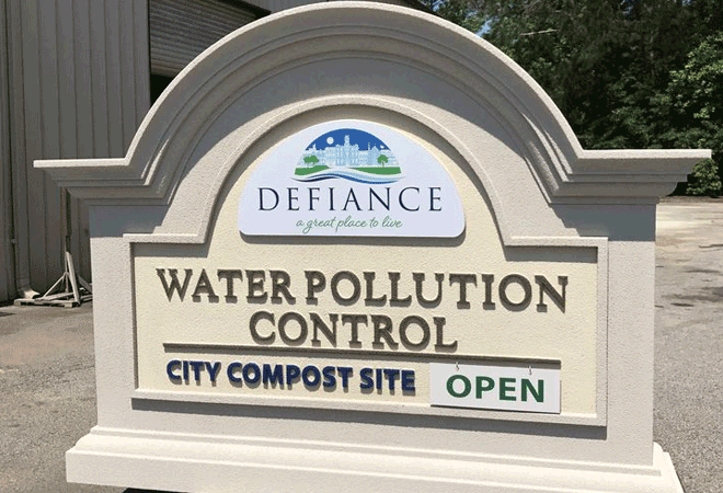 City Water and Dump Sign Monument with Changeable Open Close Panel - Defiance