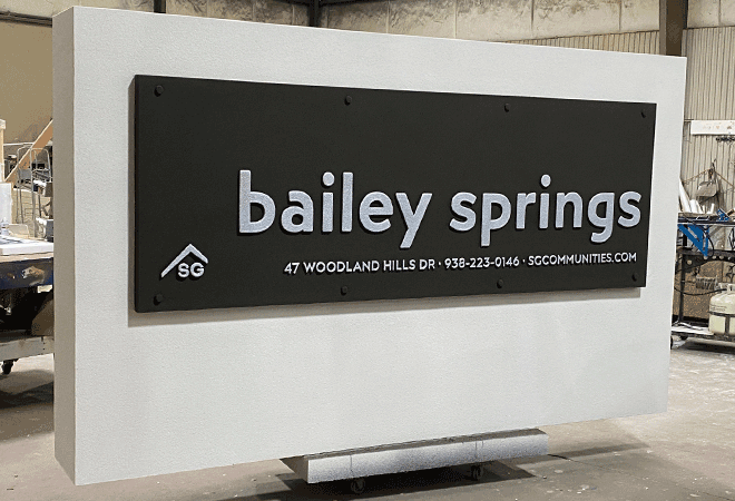 Faux Concrete Block and Steel Plate Mobile home Park Entrance Sign - Bailey Springs