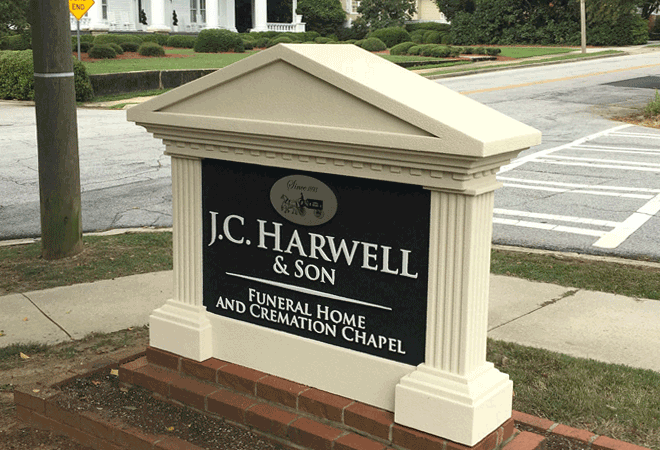 Funeral Home and Cremation Chapel Sign Monument - J.C. Harwell