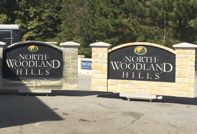 Faux Stone Sign Monument for Community - North Woodland Hills