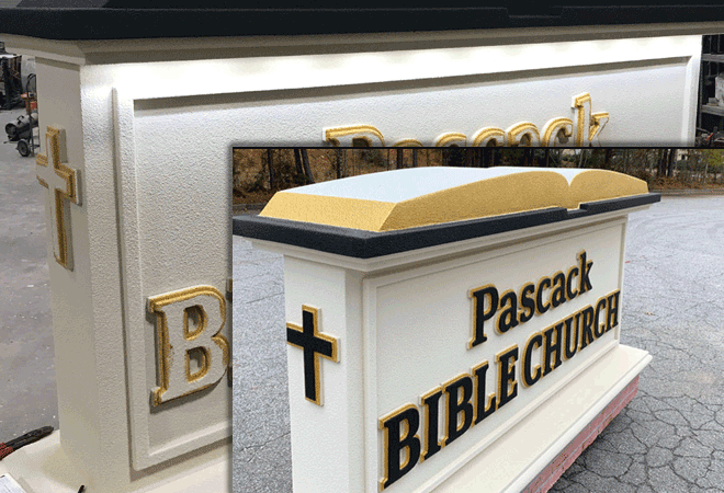 Open Bible Church Monument with Downward Halo LED Lighting