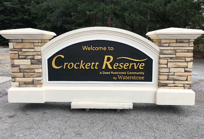 Property Developer Community Entrance Sign Monument - Crockett Reserve